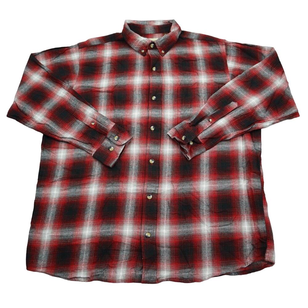 Hobbs Creek Shirt Mens XL Red Gray Flannel Plaid Button Down Long Sleeve Casual
